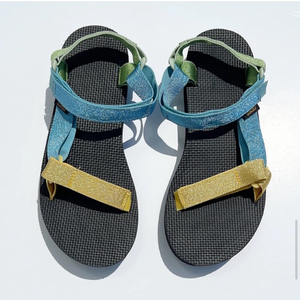 NIB Teva Midform Universal Sandal in Metallic Blue/Green/Yellow - Picture 7 of 8